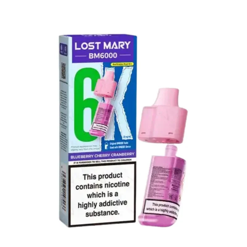 Lost Mary BM6000 Vape Pods Blueberry Cherry Cranberry Flavour