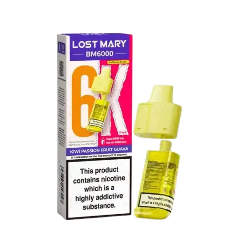 Lost Mary BM6000 Vape Pods KIwi Passion Fruit Guava Flavour