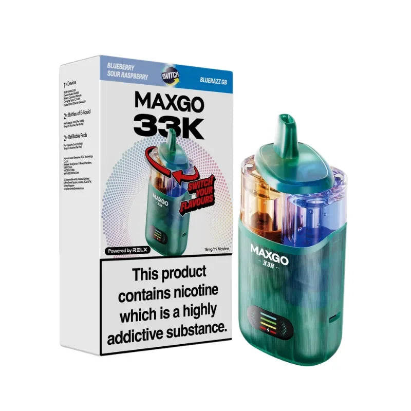 Relx Maxgo Combo 33K Blueberry Sour Raspberry & Blue Razz Gummy Bear Flavour