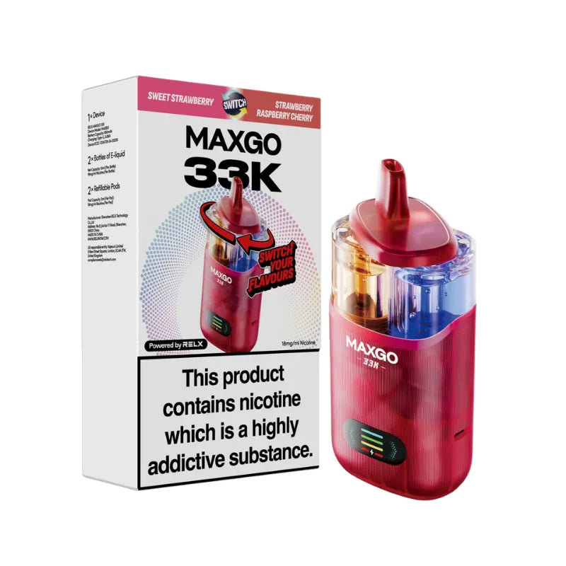 Relx Maxgo Combo 33K Strawberry Raspberry Cherry & Sweet Strawberry Flavour