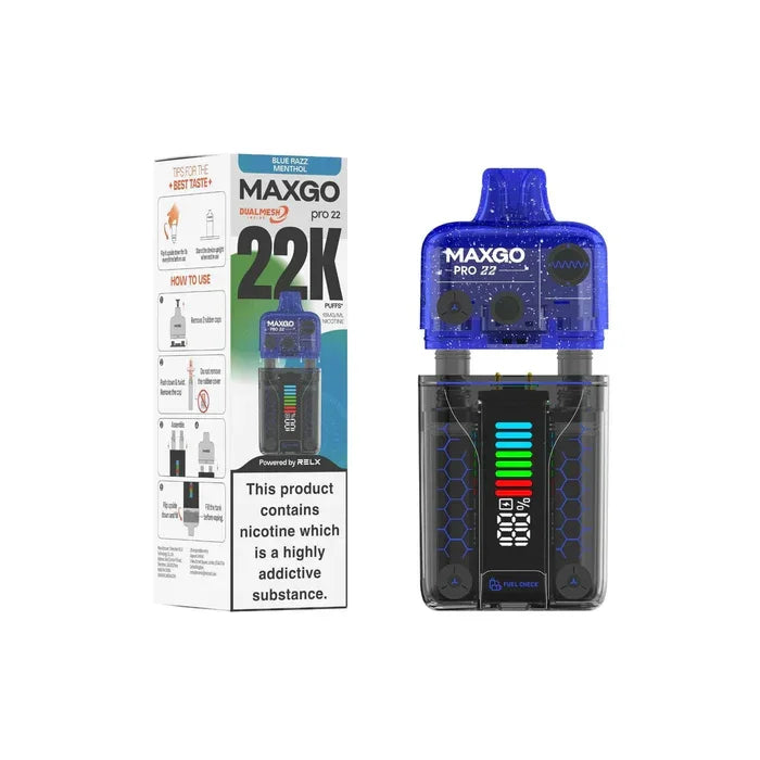 Relx Maxgo Pro 22K Pod Kit Blue Razz Menthol Flavour