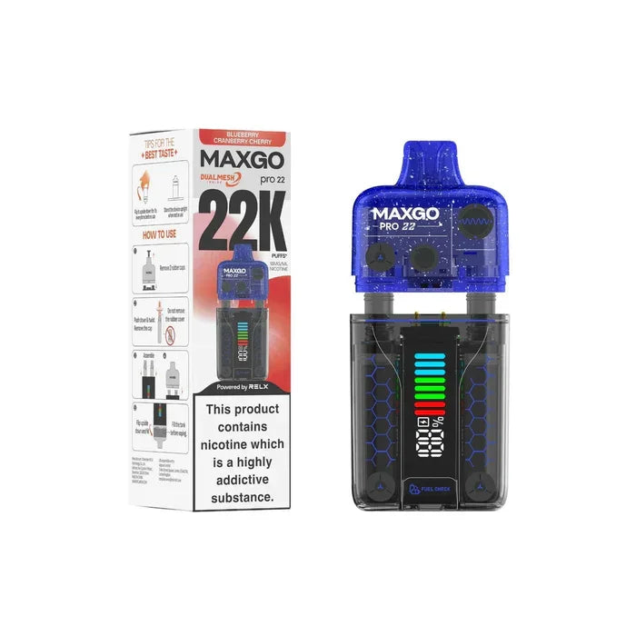 Relx Maxgo Pro 22K Pod Kit Blueberry Cranberry Cherry Flavour