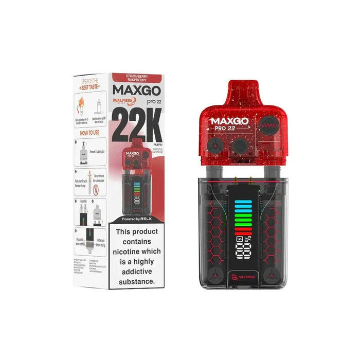 Relx Maxgo Pro 22K Pod Kit Straw Raspberry Flavour