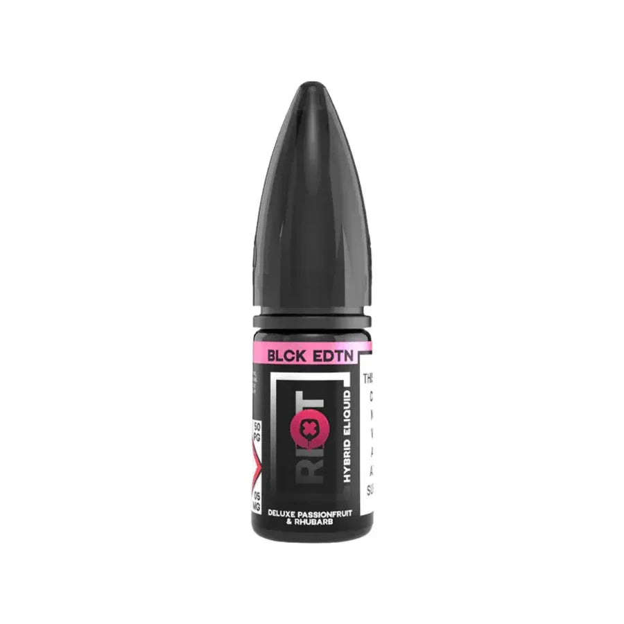 Riot Squad Black Edition Nicotine Salt Vape Juice Passionfruit And Rhubarb Flavour