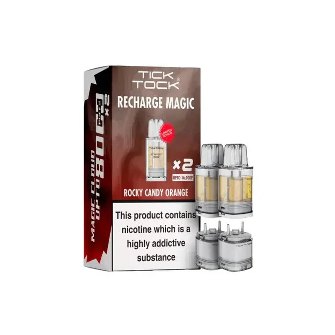 Tick Tock Magic 8000 Pods Rocky Candy Orange Flavour