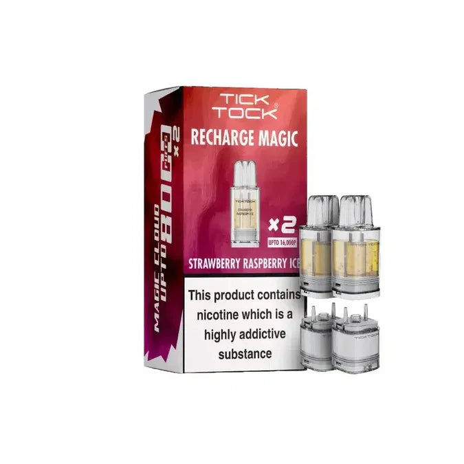 Tick Tock Magic 8000 Pods Strawberry Raspberry Ice Flavour