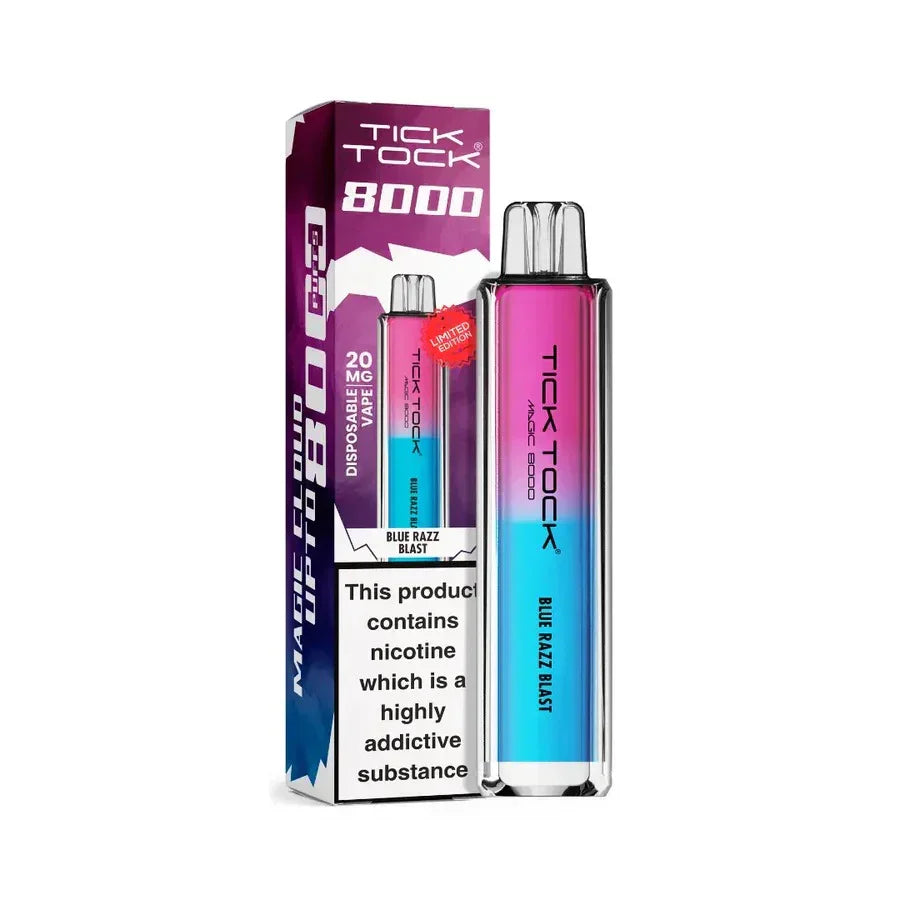 Tick Tock Magic 8000 Puff Vape Kit Blue Razz Blast Flavour