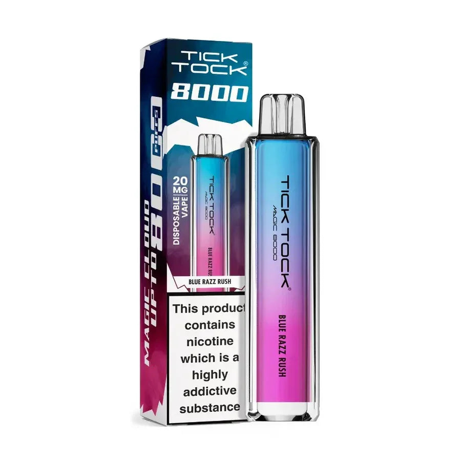 Tick Tock Magic 8000 Puff Vape Kit Blue Razz Rush Flavour