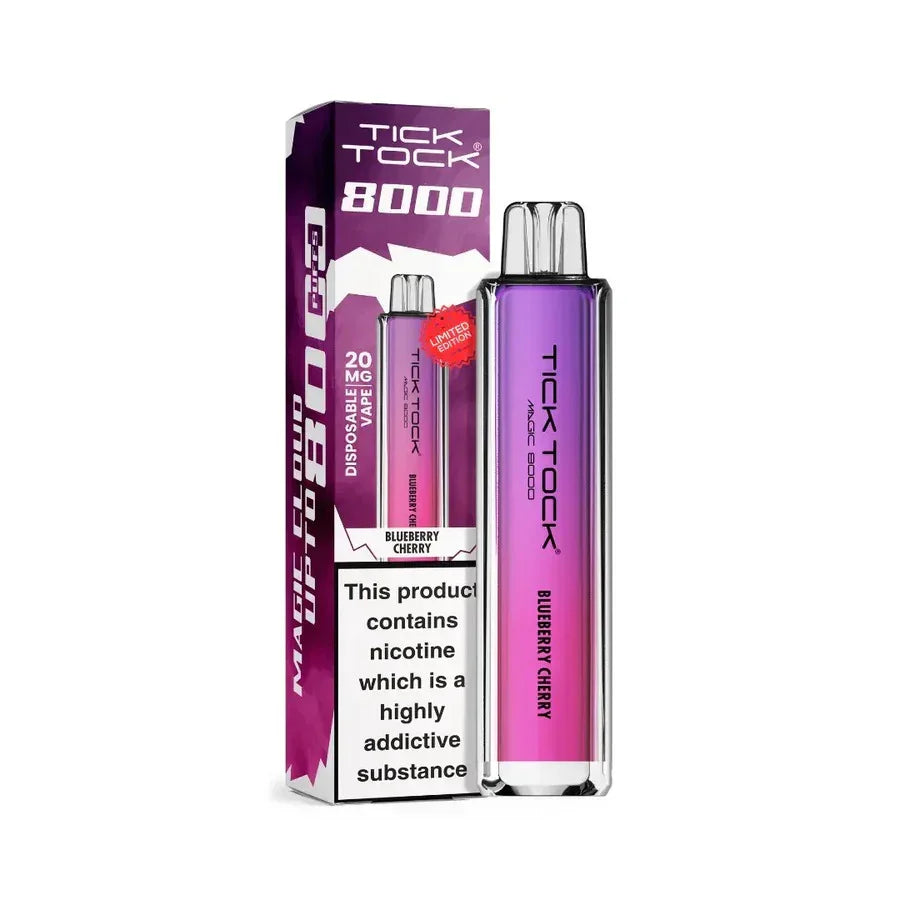 Tick Tock Magic 8000 Puff Vape Kit Blueberry Cherry Flavour
