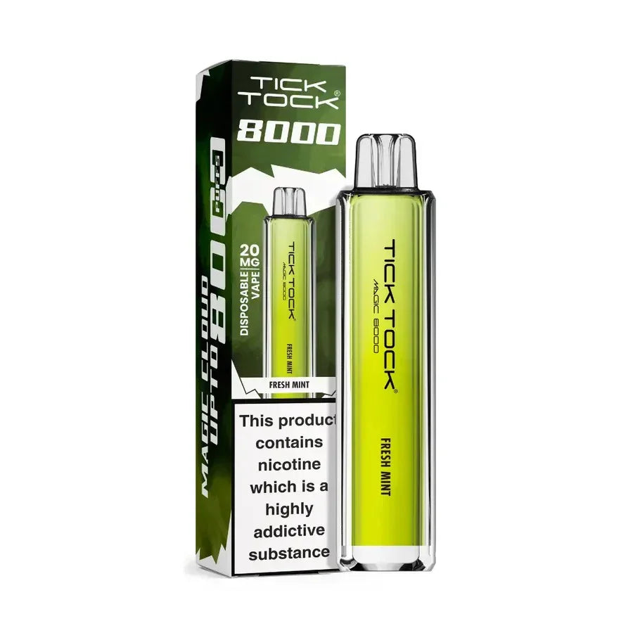 Tick Tock Magic 8000 Puff Vape Kit Fresh Mint Flavour