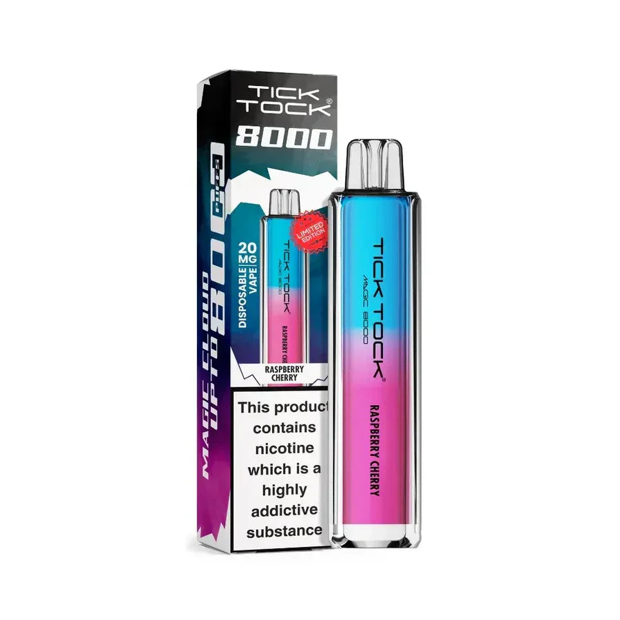 Tick Tock Magic 8000 Puff Vape Kit Raspberry Chery Flavour