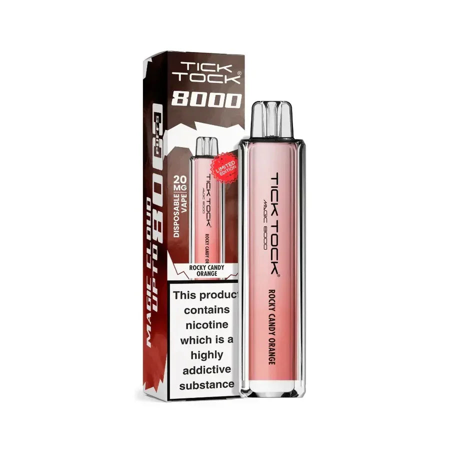 Tick Tock Magic 8000 Puff Vape Kit Rocky Candy Orange Flavour