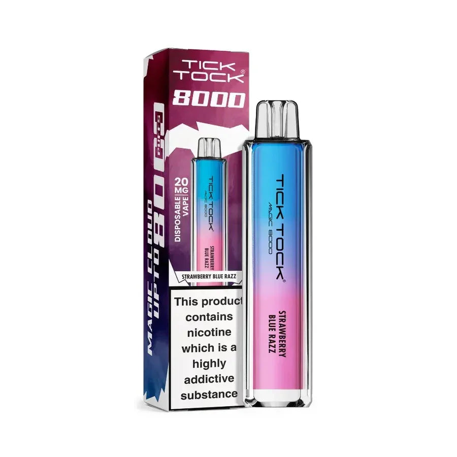 Tick Tock Magic 8000 Puff Vape Kit Strawberry Blue Razz Flavour