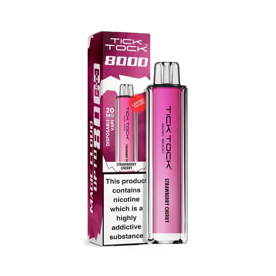Tick Tock Magic 8000 Puff Vape Kit Strawberry Cherry Flavour