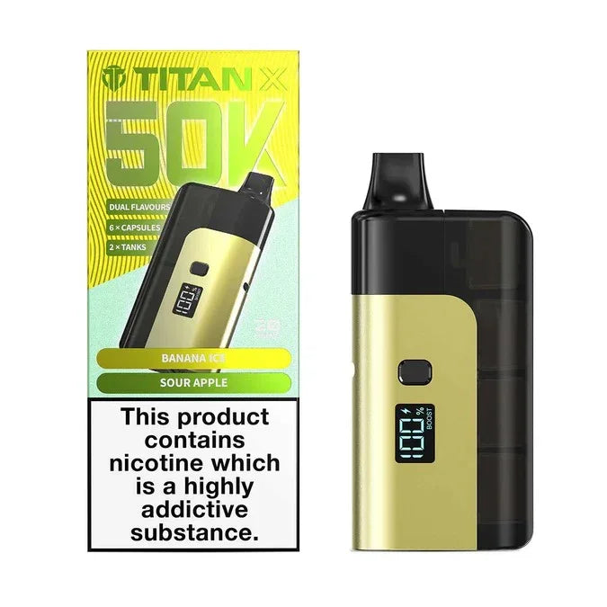 Titan X 50K Vape Kit Banana Ice And Sour Apple Flavour