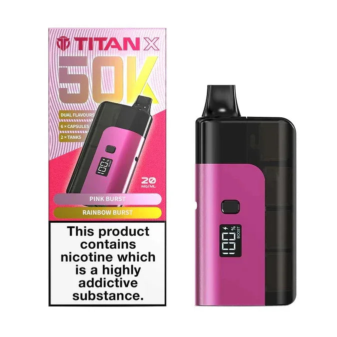 Titan X 50K Vape Kit Pink Burst Rainbow Burst Flavour