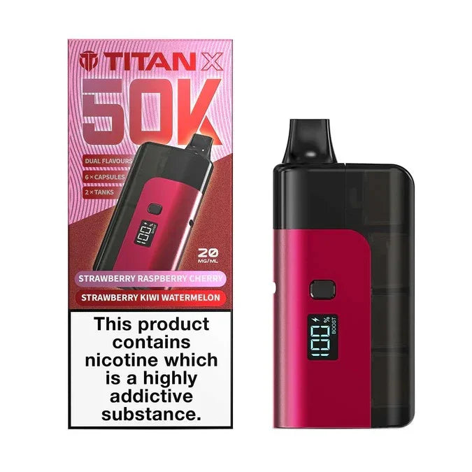 Titan X 50K Vape Kit Straw Raspberry Cherry And Strawberry Kiwi Watermelon Flavour