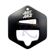 Black vape e-liquid bottle opener tool with 'Just Juice' text on top